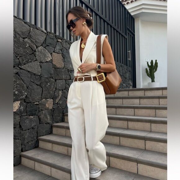 ZARA WIDE LEG PANTS WITH DARTS - Picture 7 of 7